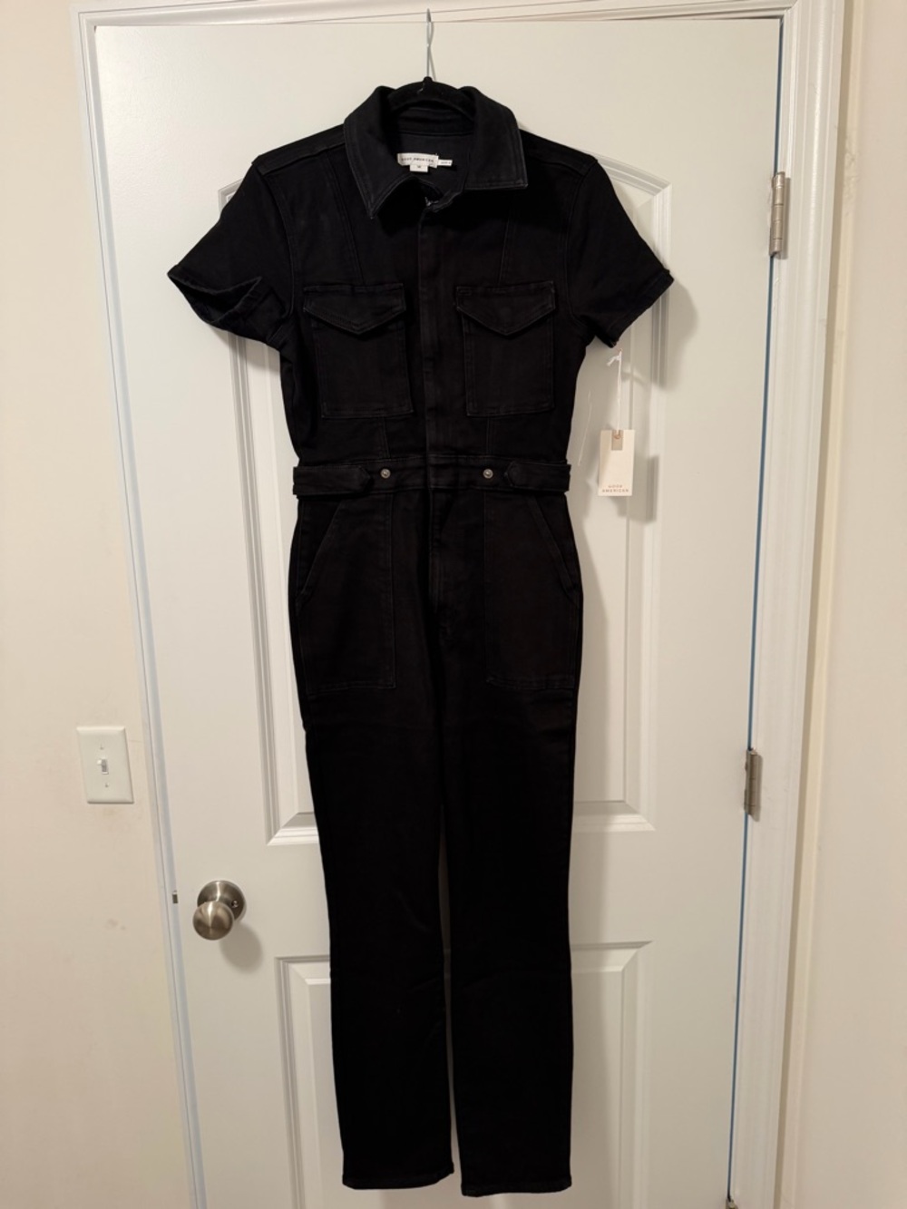 Good American Black Denim Jumpsuit